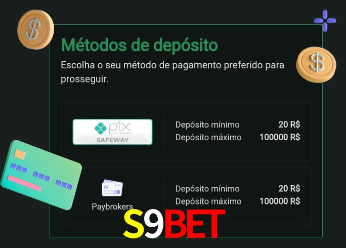 O cassino S9Bet oferece uma grande variedade de métodos de pagamento